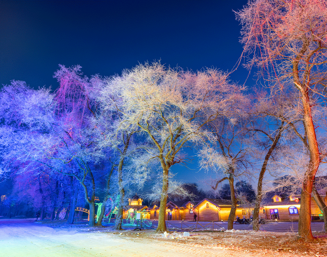 Enjoy viewing translucent rime at Wusong Island in Jilin City