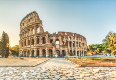 An exterior view of the Colosseum in Rome