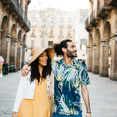 A couple enjoying vacation in the city
