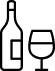 A line icon of a wine bottle next to a wine glass.