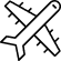 A line icon of a plane flying in the air.
