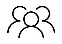 An icon showing a head-and-shoulders view of three people.