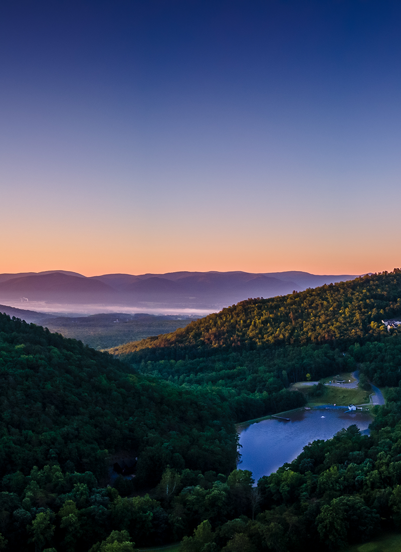 A picturesque view of the Massunutten Valley region at sunrise