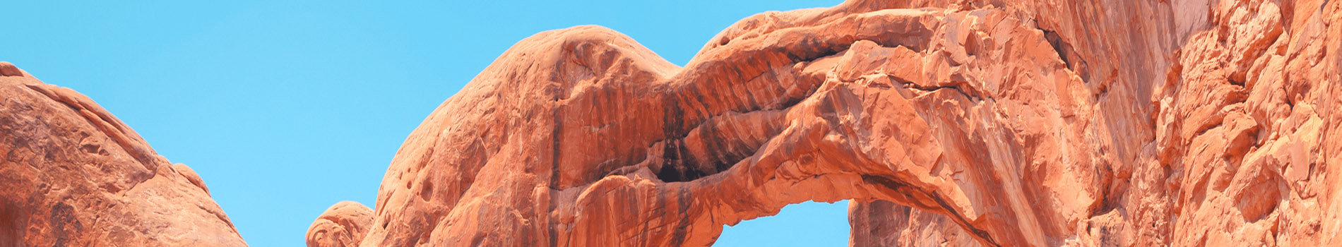 Double Arch red rock formation in Arches National Park, Utah.