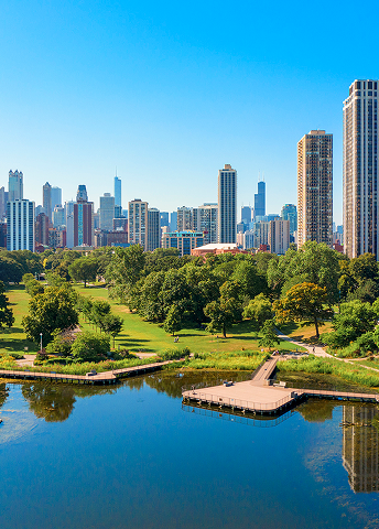 A view of the Chicago skyline.
