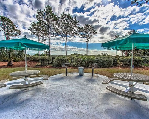 A scenic outdoor dining area.