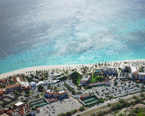 An aerial view of Aruba Beach Club facing the ocean.
