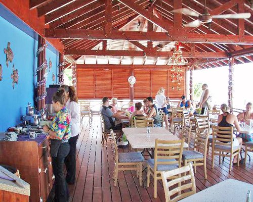 Covered outdoor patio of onsite dining area.