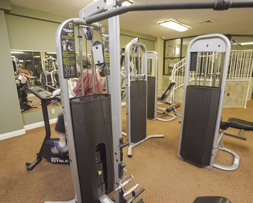 A well equipped fitness center.