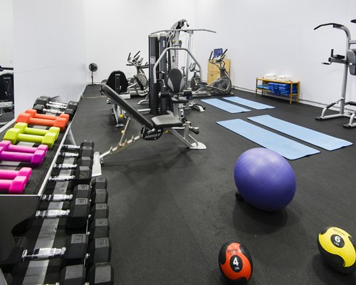 A well equipped fitness center.