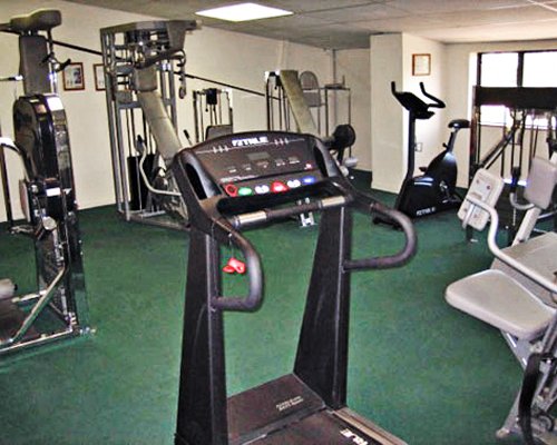 A well equipped indoor fitness center.