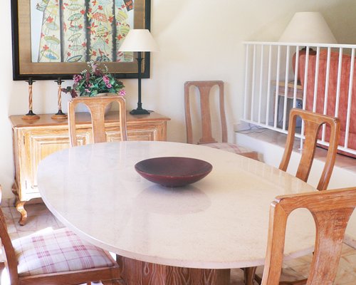 A furnished dining area.