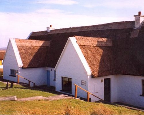 An outdoor view of cottages.