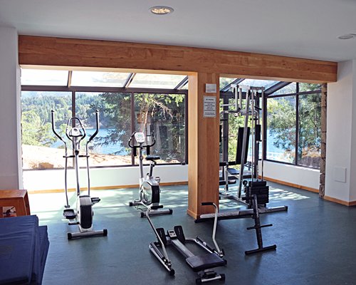 A well equipped fitness center.