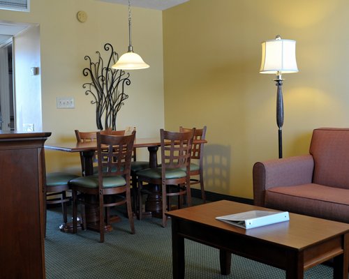 An open plan living and dining area.