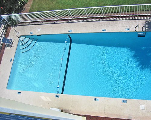 A scenic outdoor swimming pool.