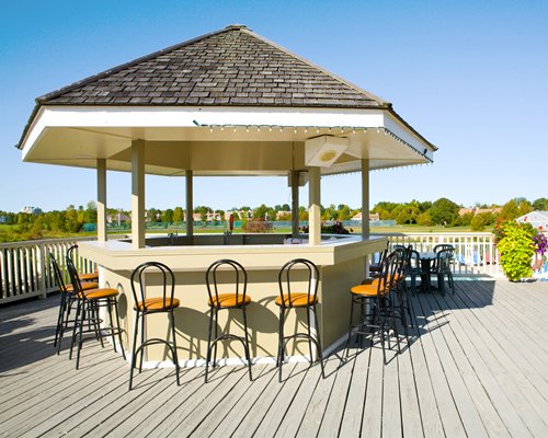 A scenic view of an outdoor bar.