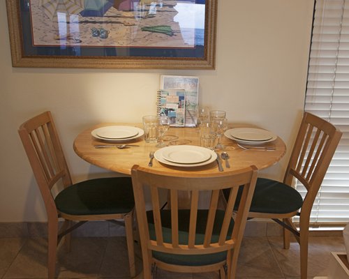 Wooden themed dining area.