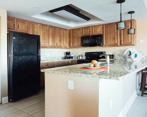 A well equipped kitchen with open plan dining area.