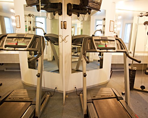 An indoor fitness center.