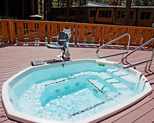 A view of an outdoor hot tub.