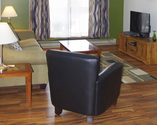 Living room with a pull out sofa and television.