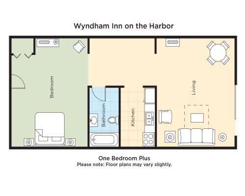 A FLOOR PLAN OF ONE BEDROOM PLUS.