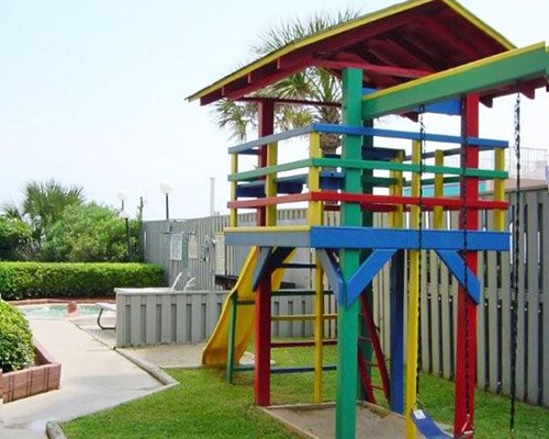 A landscape view of an outdoor play area.