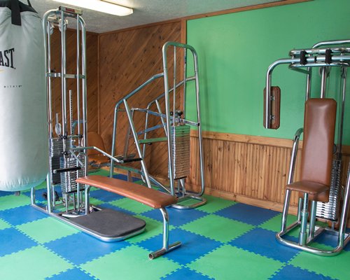 A well equipped fitness center.