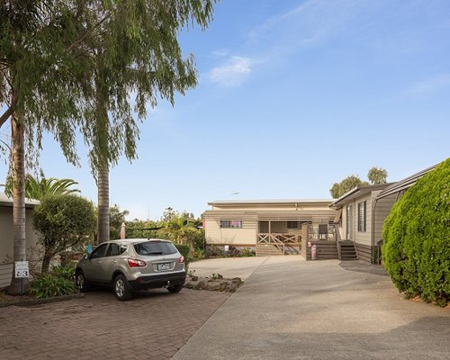 Scenic pathway to Bayview Apartments with car parking.