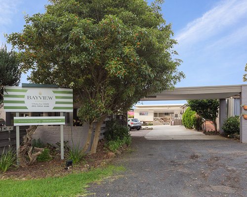 Signboard of Bay view Apartments.