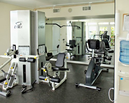A well equipped indoor fitness centre.