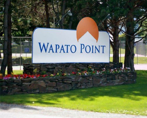 A SCENIC SIGNBOARD OF THE WAPATO POINT RESORT.