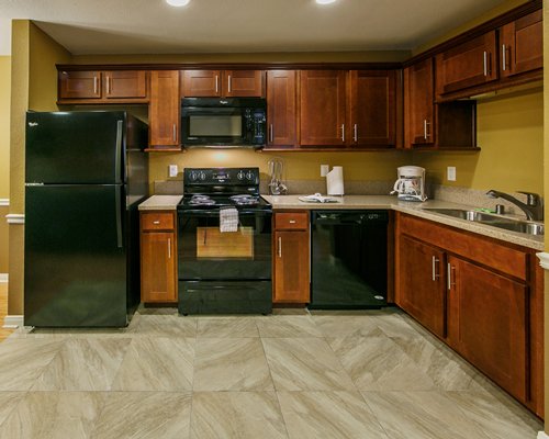 A well equipped open kitchen area.