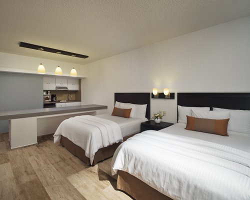 A well furnished bedroom with a king bed and an outside view.