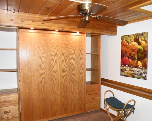 Interior view of a room with murphy bed.