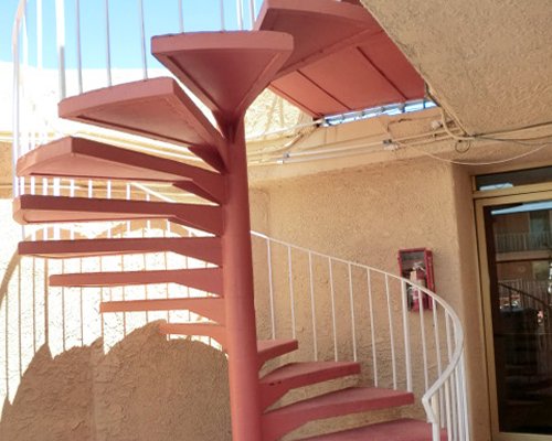 A view of the curved staircase.