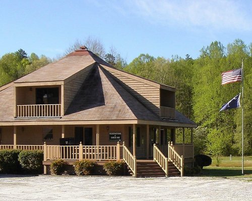 Scenic view of multi story resort units.