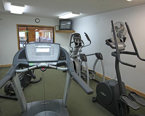 A well equipped indoor fitness area.