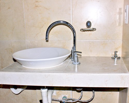A view of single sink vanity.