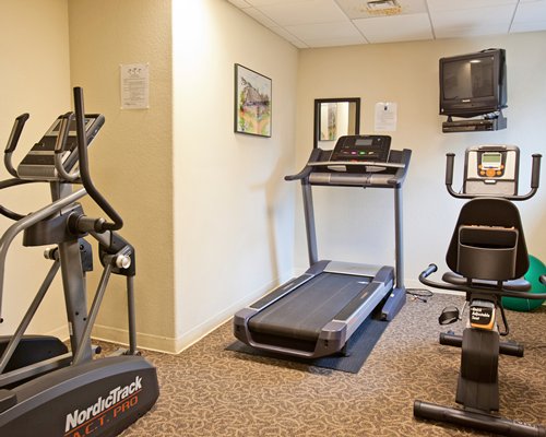 A well equipped indoor fitness area.