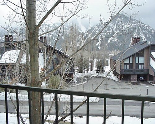 Exterior view of the condos at Bigwood Condominiums during winter.