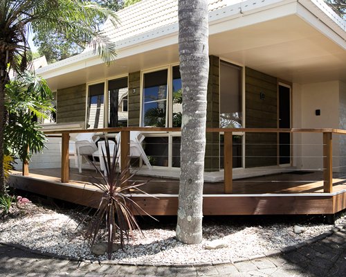 A cottage with porch.