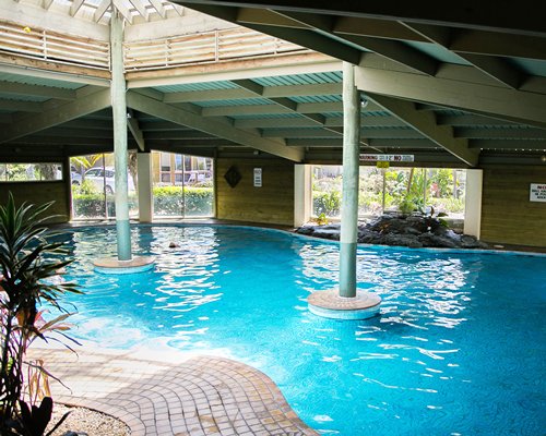 A view of an indoor pool.