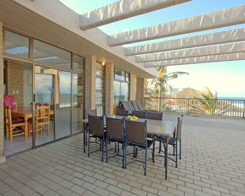 Balcony with patio furniture.