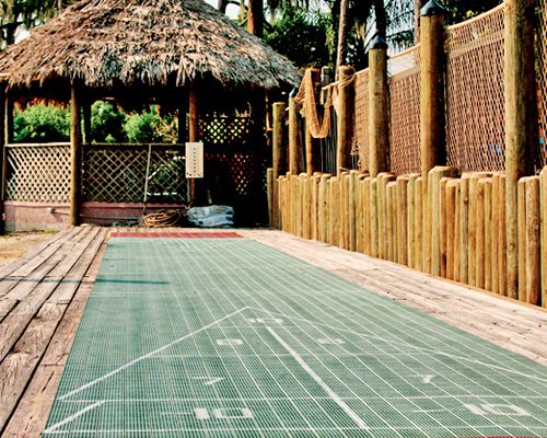 A view of the outdoor shuffleboard.