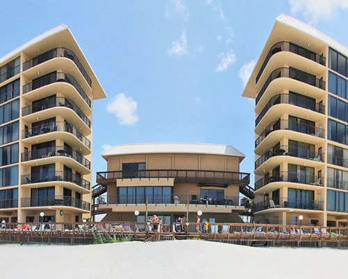 Exterior view of Ocean Towers Beach Club with multiple balconies.