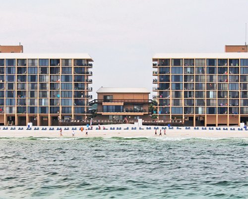 A view of the Ocean Towers Beach Club alongside the waterfront.