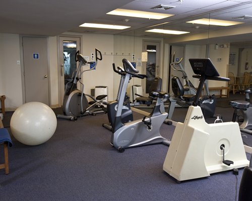 A well equipped indoor fitness center.