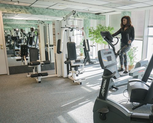 A well equipped fitness center.